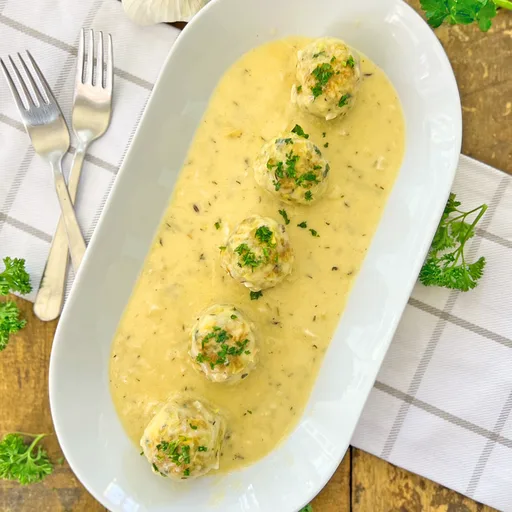 Artichoke "Meatballs" in a Creamy Garlic Sauce