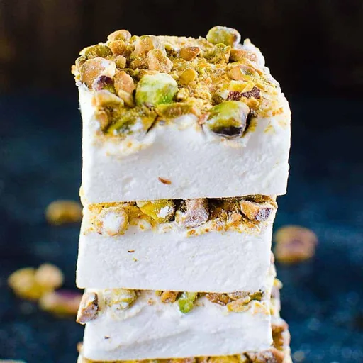 Orange blossom marshmallows with pistachios
