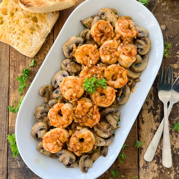Spanish Garlic Shrimp with Mushrooms