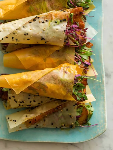 Spicy Marinated Pork Belly Hand Rolls