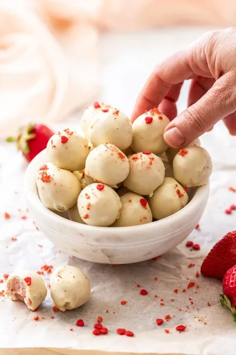 Trufas de chocolate blanco y fresa