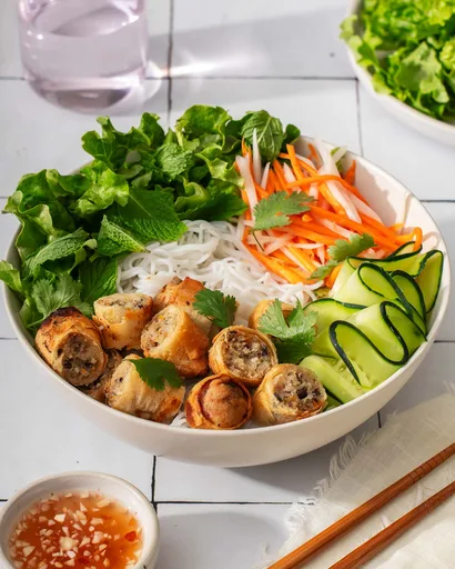 Bún Chả Giò (Rollitos de primavera vietnamitas con fideos de arroz)