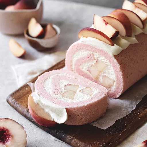 White Peach Swiss Roll
