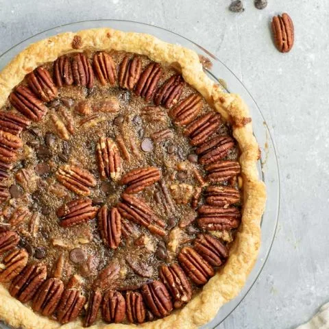Vegan Chocolate Bourbon Pecan Pie