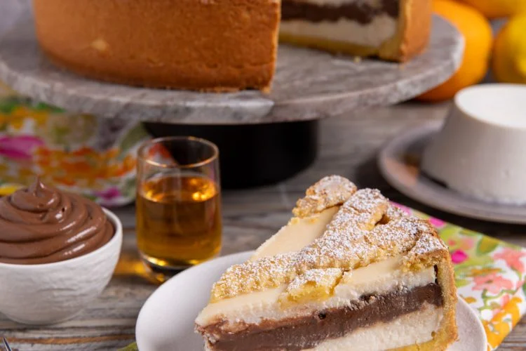 Crostata con ricotta e crema al cioccolato