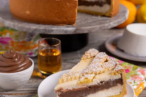 Crostata con ricotta e crema al cioccolato