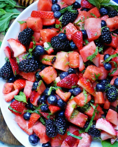 Berry Watermelon Salad With Honey Lime Dressing
