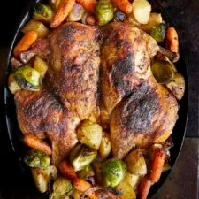 One Pan Whole Roasted Chicken and Veggies