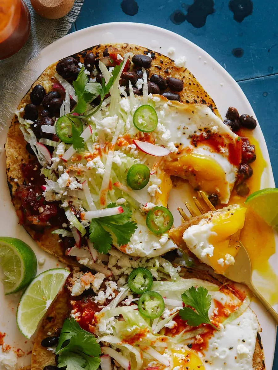 Huevos Rancheros with Black Beans and Chipotle Salsa