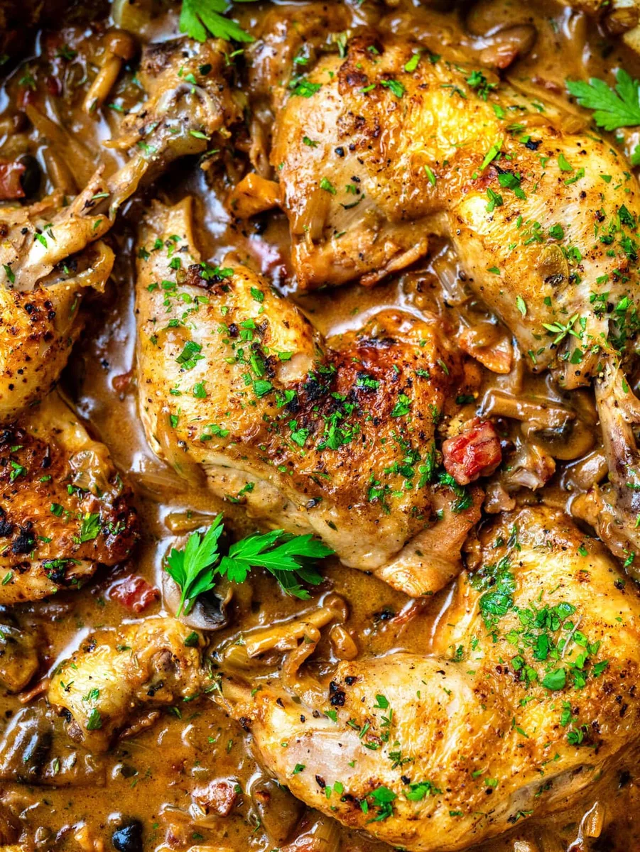Coq au Vin Blanc (Chicken in White Wine Sauce)