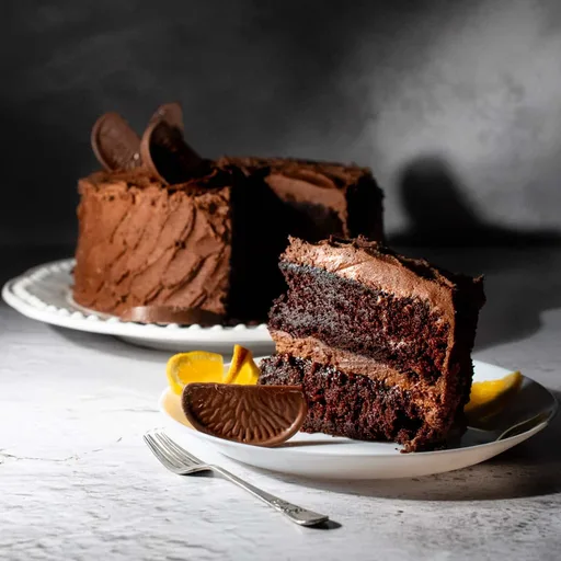 Pastel de chocolate y naranja