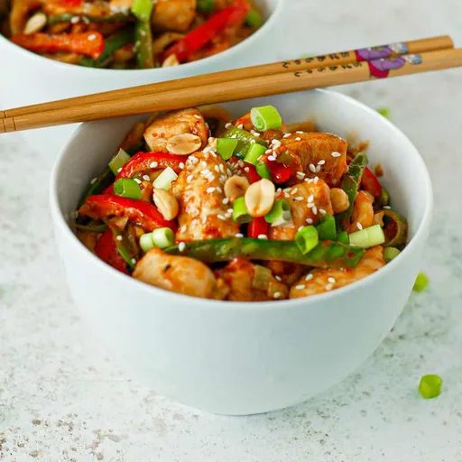Satay chicken stir fry with Udon noodles