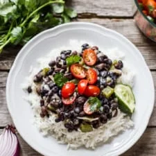 cuban-style black beans + rice with coconut cream