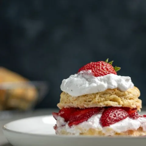 Vegan Strawberry Shortcake with Brandy Soaked Strawberries and Vanilla Bean Coconut Whipped Cream