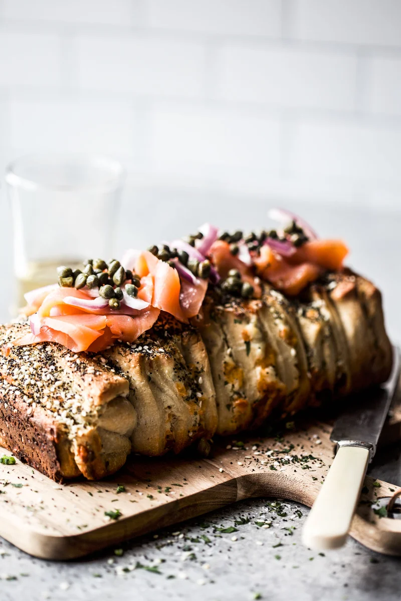 Cream Cheese Bagel & Lox Pull-Apart Loaf