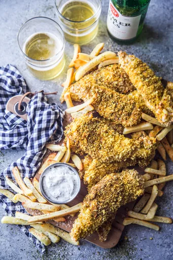 Tenders de poulet aux épices indiennes avec sauce ranch fraîche