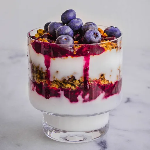Parfait de arándanos para el desayuno (vegano y sin gluten)