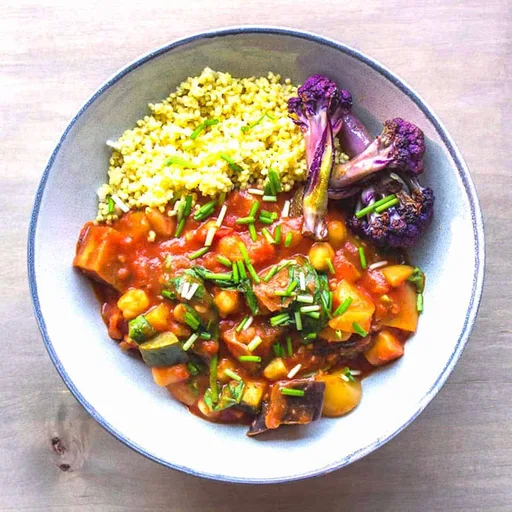 Estofado fácil de berenjena y garbanzos (vegano y sin gluten)