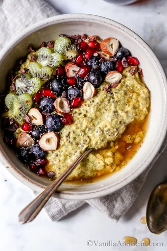 Avena nocturna con cúrcuma y chía