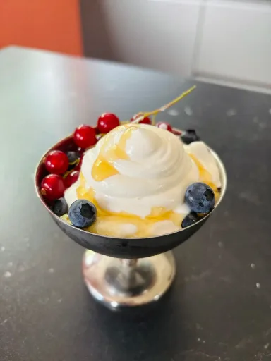 Yogur helado con frutos rojos
