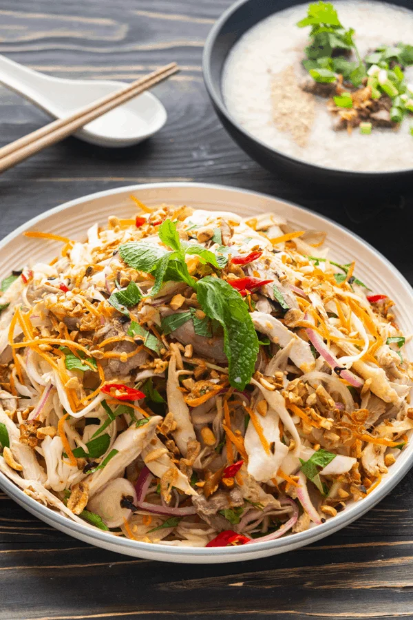 Chao Goi Ga (Vietnamese Chicken Salad with Congee)