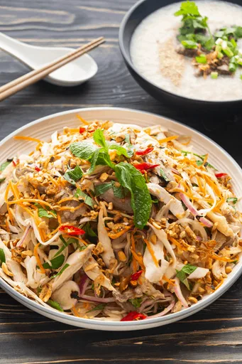 Chao Goi Ga (Vietnamese Chicken Salad with Congee)