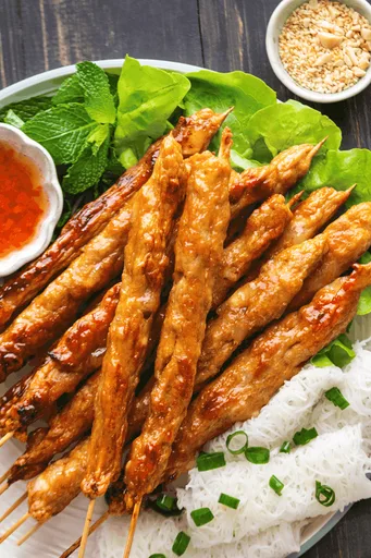 Nem Nướng (Vietnamese Grilled Pork Skewers)