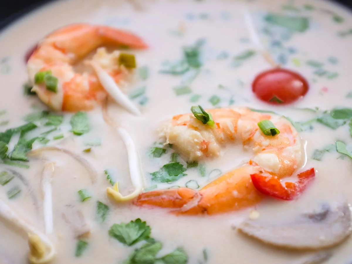 Tom Kha Thale soup with prawns