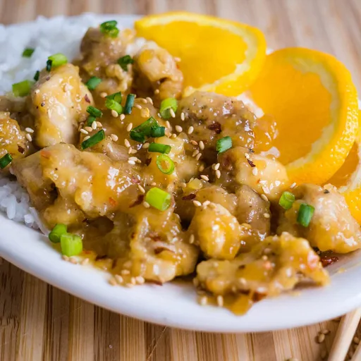 Pollo a la naranja en freidora de aire