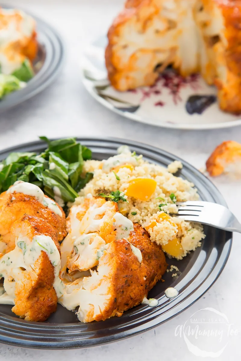 Whole Roasted Cauliflower with Harissa Yogurt Recipe