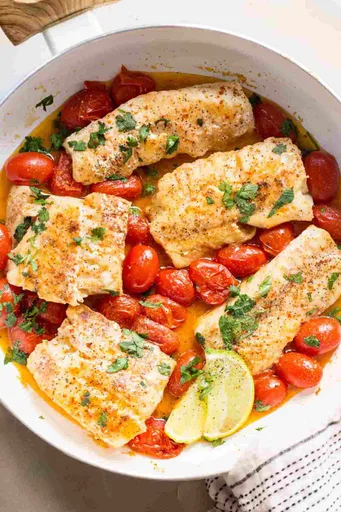 Receta de bacalao en salsa de vino y mantequilla