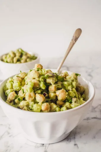 Chickpea "Chicken" Salad with Avocado Dressing