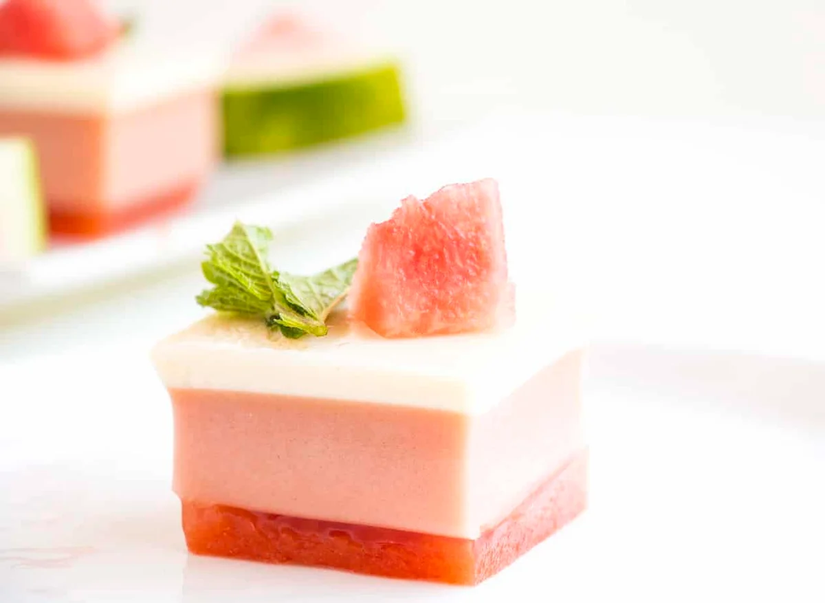 3 Layer Watermelon Gelatin Cubes