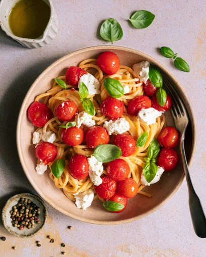 Spaghetti aux tomates rôties et ricotta