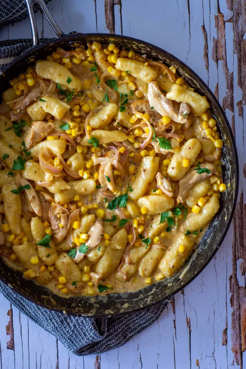 Homemade Gnocchi, Chicken, Corn & Cream Sauce