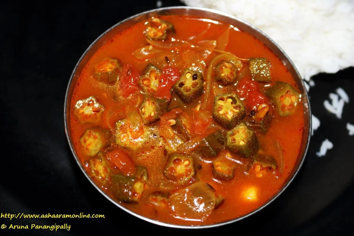 Andhra Bendakaya Pulusu | Spicy Lady Finger Curry