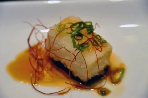 Fried Tofu With Wasabi Oil And Soy Syrup