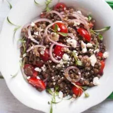 Black Lentil, Feta, Tomato and Coriander Salad