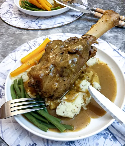 Lamb shanks in minted gravy