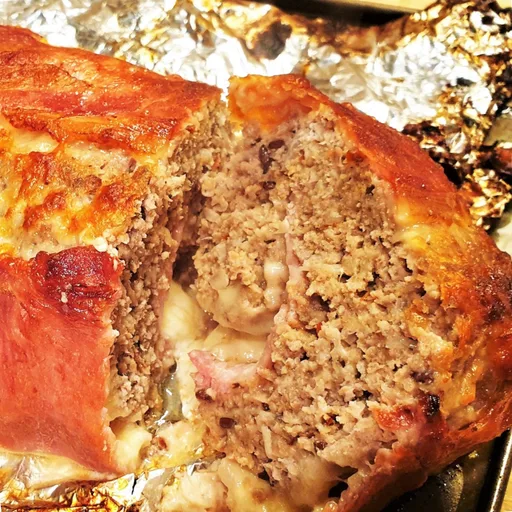 Meatloaf wrapped in bacon