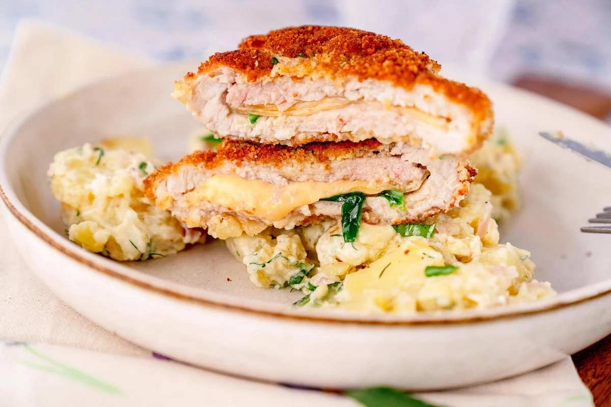 Bärlauch Schnitzel mit altem Gouda