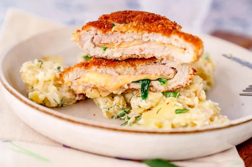 Bärlauch Schnitzel mit altem Gouda