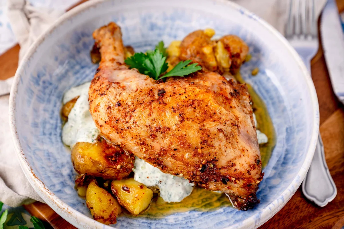 Za'atar Hähnchenschenkel aus der Heißluftfritteuse