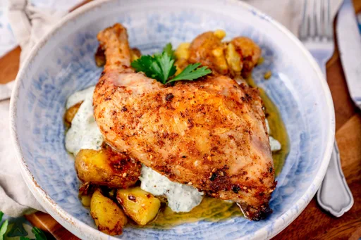 Za'atar Hähnchenschenkel aus der Heißluftfritteuse