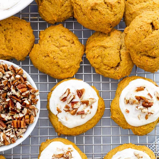 Pumpkin Cookies with Cream Cheese Frosting
