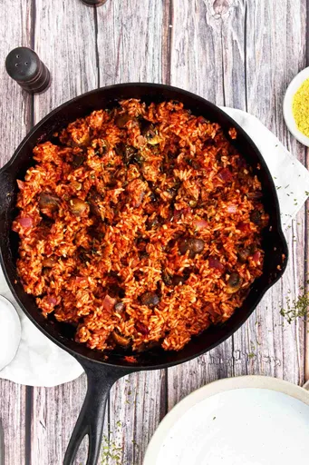 Arroz al horno con setas (¡plato de arroz al horno!)