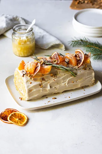 Bûche érable, poires et tangerine