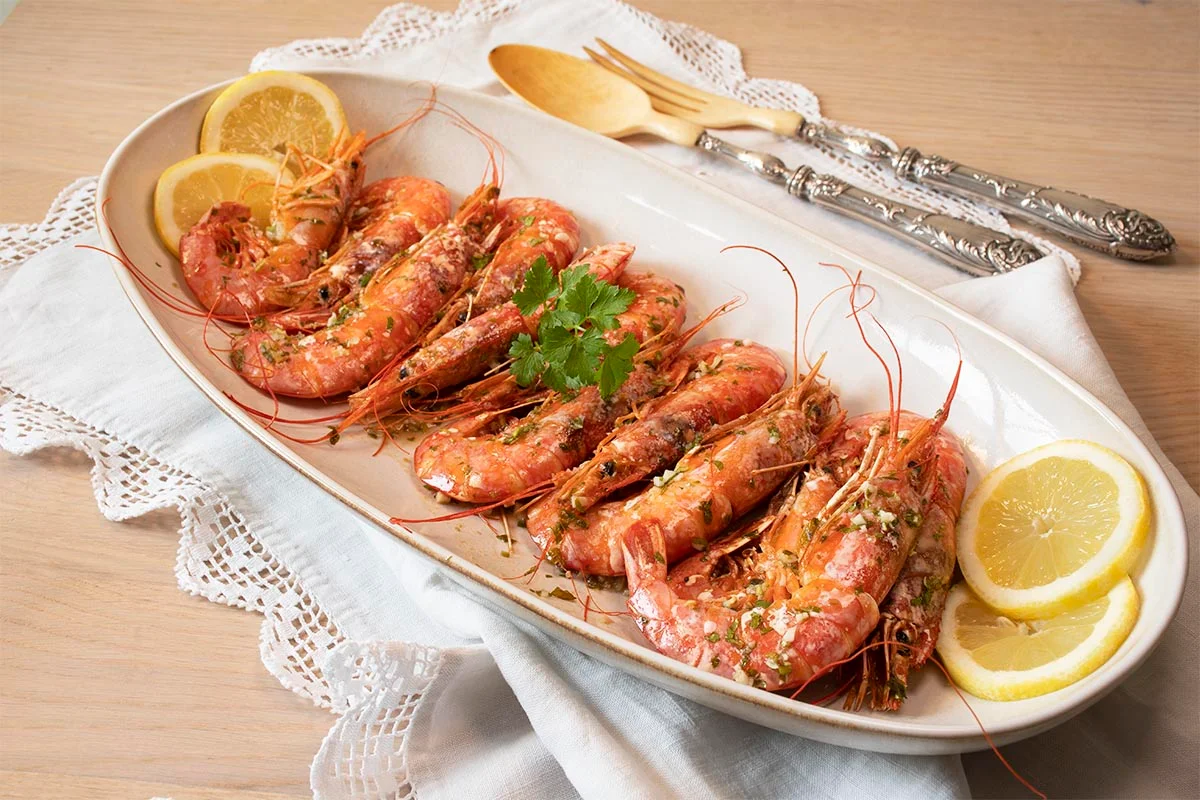 Gambones o langostinos con ajo y perejil en AIRFRYER. 15 minutos