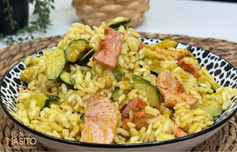 Arroz con calabacín y lomo