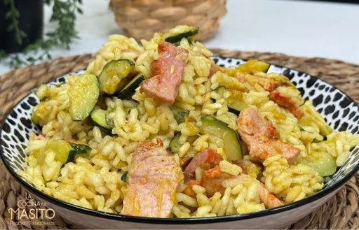Arroz con calabacín y lomo